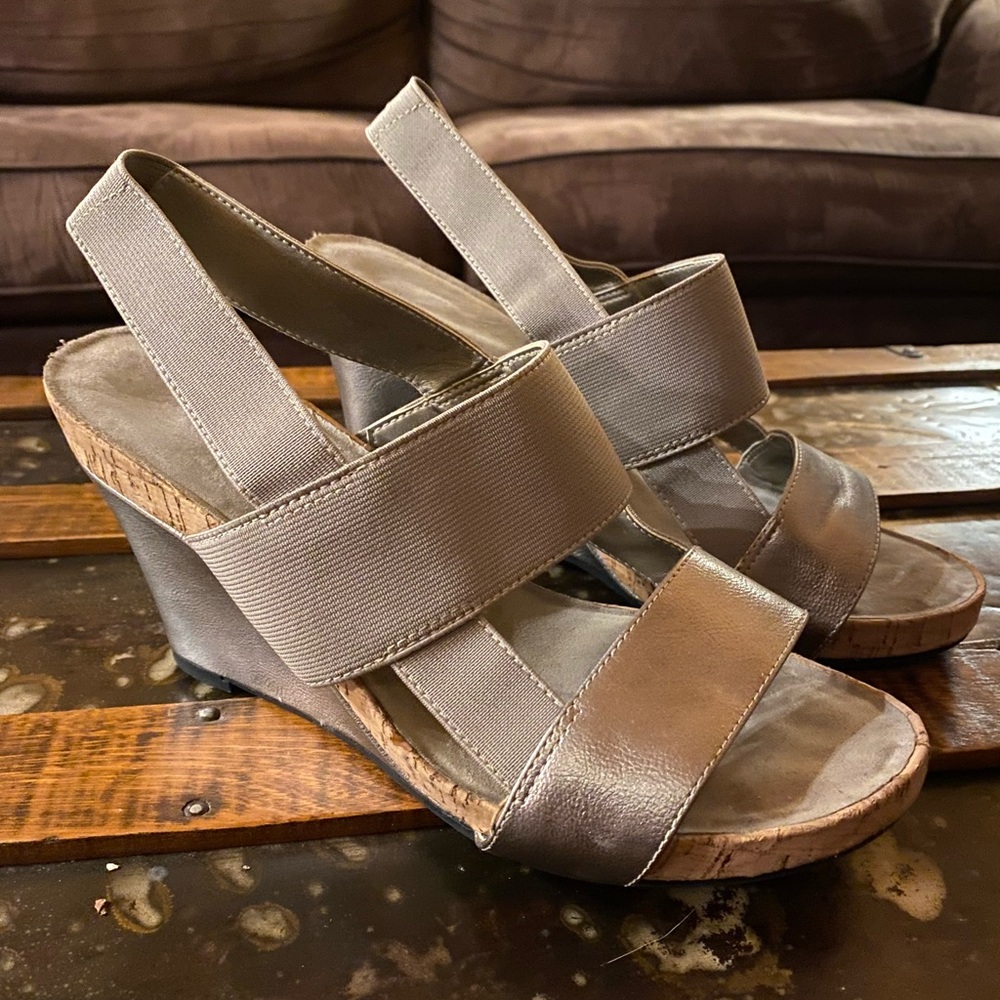 Chic Silver Wedge Sandals